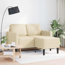 Sofa 2-osobowa z leżanką w kształcie litery L, kremowa, 125 cm