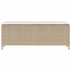 Ławka ogrodowa z poduszką beżowa 110x30x40,5 cm polirattan