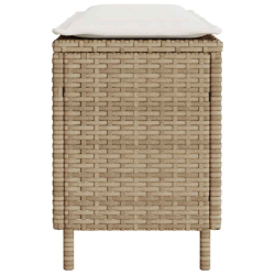 Ławka ogrodowa z poduszką beżowa 110x30x40,5 cm polirattan