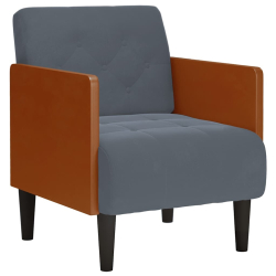 Sofa Fotel z Podłokietnikami Ciemnoszary 55 cm Aksamit