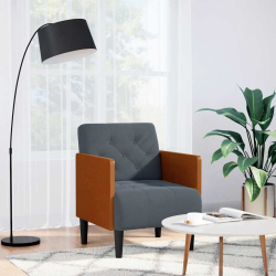 Sofa Fotel z Podłokietnikami Ciemnoszary 55 cm Aksamit