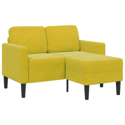 Sofa 2-osobowa z szezlongiem w kształcie litery L, żółta, 125cm