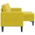 Sofa 2-osobowa z szezlongiem w kształcie litery L, żółta, 125cm