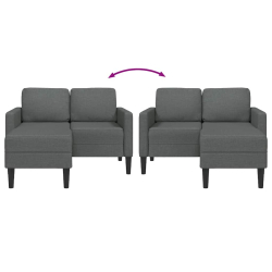 Sofa 2-osobowa z szezlongiem w kształcie litery L Ciemnoszara