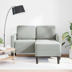 Sofa 2-osobowa z szezlongiem w kształcie litery L, jasnoszara