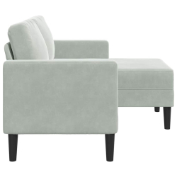 Sofa 2-osobowa z szezlongiem w kształcie litery L, jasnoszara