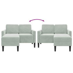 Sofa 2-osobowa z szezlongiem w kształcie litery L, jasnoszara