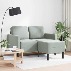 Sofa 2-osobowa z szezlongiem w kształcie litery L, jasnoszara
