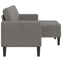 Sofa 2-osobowa z szezlongiem w kształcie litery L, jasnoszara