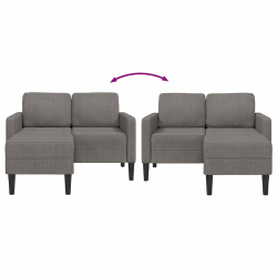 Sofa 2-osobowa z szezlongiem w kształcie litery L, jasnoszara
