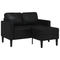 Sofa 2-osobowa z leżanką w kształcie litery L, czarna, 125 cm