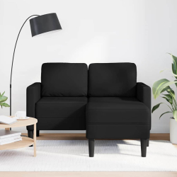Sofa 2-osobowa z leżanką w kształcie litery L, czarna, 125 cm