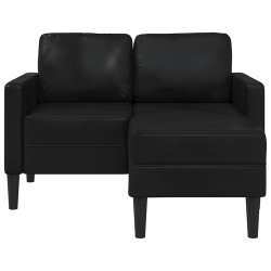 Sofa 2-osobowa z leżanką w kształcie litery L, czarna, 125 cm