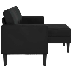 Sofa 2-osobowa z leżanką w kształcie litery L, czarna, 125 cm