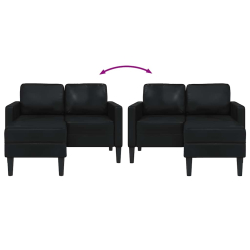 Sofa 2-osobowa z leżanką w kształcie litery L, czarna, 125 cm