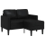 Sofa 2-osobowa z leżanką w kształcie litery L, czarna, 125 cm