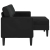 Sofa 2-osobowa z leżanką w kształcie litery L, czarna, 125 cm