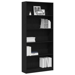 Regał biblioteczny Czarny Dąb 80x24x176 cm Drewno klejone