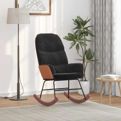 Fotel bujany, czarny, tapicerowany aksamitem