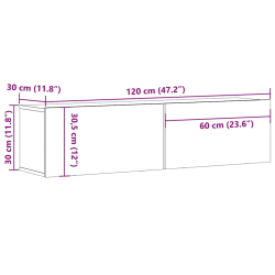 Szafka pod TV czarny dąb 120x30x30,5 cm materiał drewnopochodny