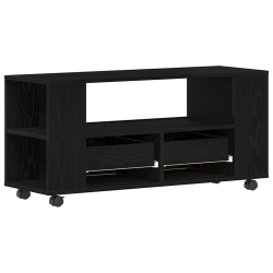 Szafka pod TV z kółkami, czarny dąb, 102x34,5x43 cm