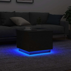 Stolik kawowy z oświetleniem LED, czarny dąb, 50x50x40 cm