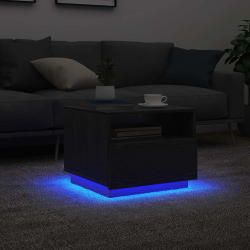 Stolik kawowy z podświetleniem LED, czarny dąb, 50x49x40 cm