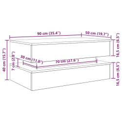 Stolik kawowy z oświetleniem LED, czarny dąb, 90x50x40 cm
