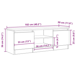 Szafka RTV, czarny dąb, 102x30x36 cm, materiał drewnopochodny
