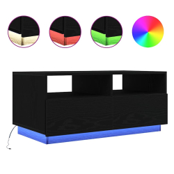 Stolik kawowy z oświetleniem LED, czarny dąb, 90x49x40 cm