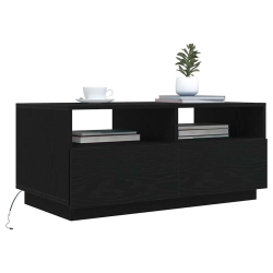 Stolik kawowy z oświetleniem LED, czarny dąb, 90x49x40 cm