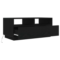 Stolik kawowy z oświetleniem LED, czarny dąb, 90x49x40 cm