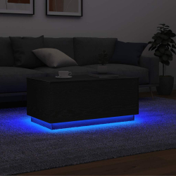 Stolik kawowy z oświetleniem LED, czarny dąb, 90x49x40 cm
