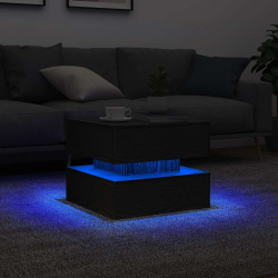 Stolik kawowy z oświetleniem LED, czarny dąb, 50x50x40 cm