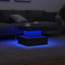 Stolik kawowy z oświetleniem LED, czarny dąb, 50x50x40 cm
