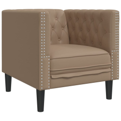 Fotel Chesterfield, cappuccino, tapicerowany sztuczną skórą