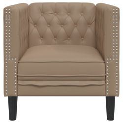 Fotel Chesterfield, cappuccino, tapicerowany sztuczną skórą