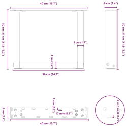 Nogi do stolika kawowego, 2 szt., naturalna stal, 40x(30-31) cm