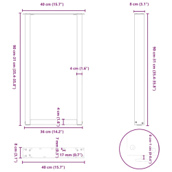 Nogi do stolika kawowego, 2 szt., naturalna stal, 40x(90-91) cm