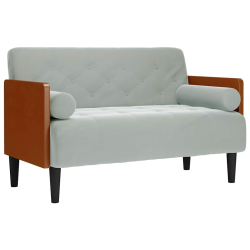 Sofa dwuosobowa z poduszkami wałkowymi Jasnoszara 110 cm
