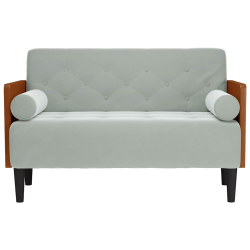 Sofa dwuosobowa z poduszkami wałkowymi Jasnoszara 110 cm