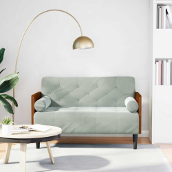 Sofa dwuosobowa z poduszkami wałkowymi Jasnoszara 110 cm