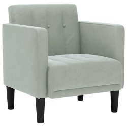 Sofa Fotel z Podłokietnikami Jasnoszary 53 cm Aksamit