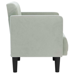 Sofa Fotel z Podłokietnikami Jasnoszary 53 cm Aksamit