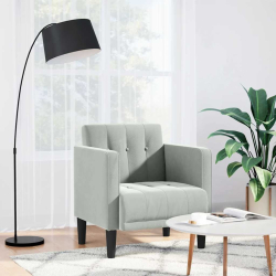 Sofa Fotel z Podłokietnikami Jasnoszary 53 cm Aksamit