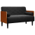 Sofa dwuosobowa z poduszkami wałkowymi Czarna 110 cm Aksamit