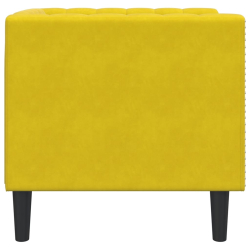 Fotel Chesterfield, żółty, tapicerowany aksamitem