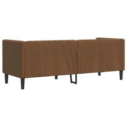 Sofa Chesterfield z wałkami, 3-os., brązowa, sztuczny zamsz