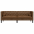Sofa Chesterfield z wałkami, 3-os., brązowa, sztuczny zamsz