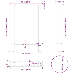 Nogi do stolika kawowego, naturalna stal, 2 szt., 60x(72-73) cm